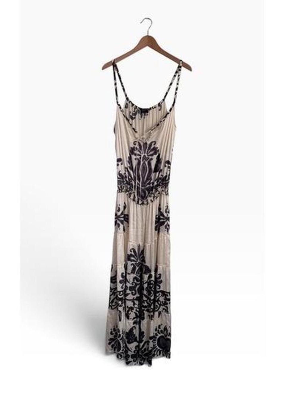Luxury Boho Silk Damask Geometric Tiered Resort Maxi Dress Hale Bob NWT XS - Picture 4 of 10